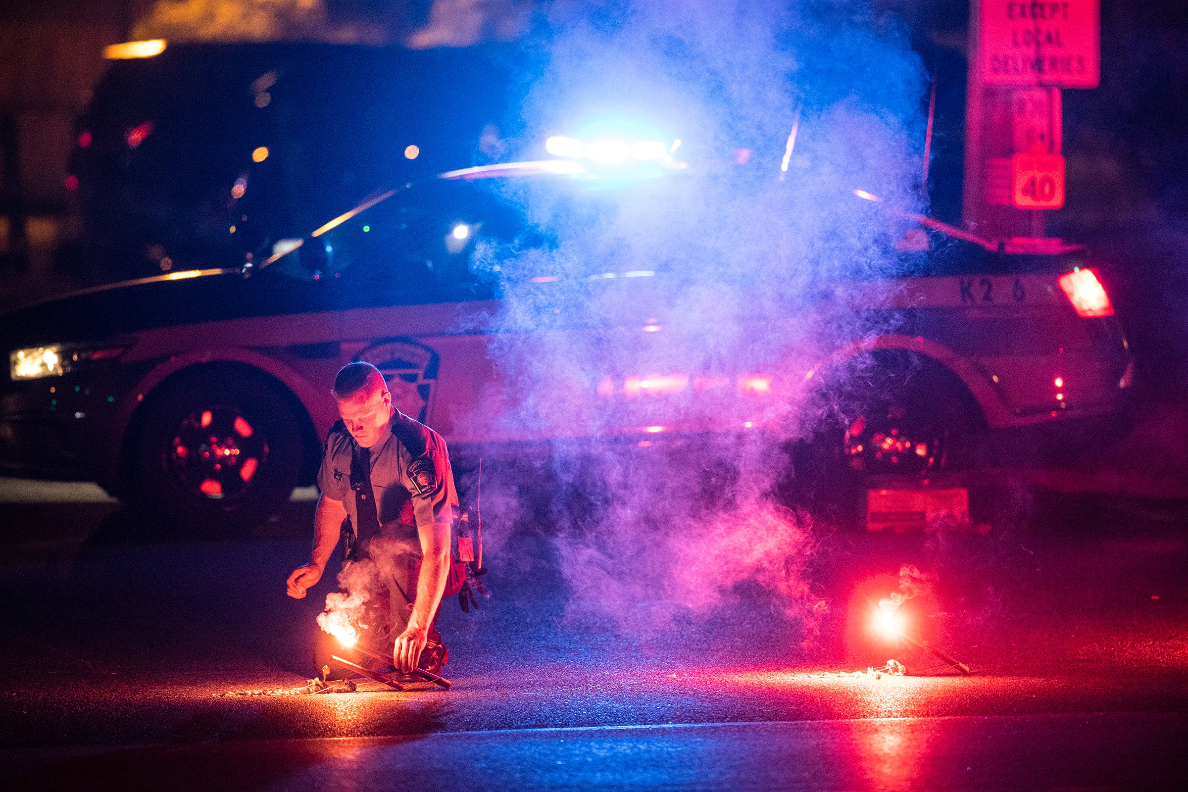 Pennsylvania State Police block Creek Road in Chadds Ford, Pa. 