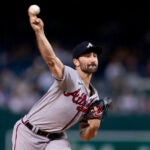 Atlanta Braves starter Spencer Strider pitches during the game against Washington.