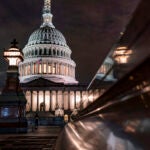 Congress exterior at night as shutdown looms