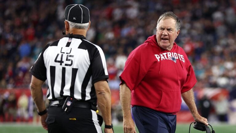 Bill Belichick's challenge flag toss: Patriots coach shows frustration with  officials on viral spike vs. Dolphins