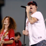 FILE - In this Sept. 29, 2008 file photo, Singer Steve Harwell, of Smash Mouth, performs with the band in Anaheim, Calif.