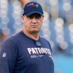 New England Patriots Bill O'Brien looks out onto the field before an NFL preseason football game against the New England Patriots, Friday, Aug. 25, 2023, in Nashville, Tenn.