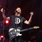 Boston MA 7/31/16 Eddie Vedder (cq) lead singer with Pearl Jam (cq) performing in concert with his band at Fenway Park on Friday August 5, 2016. (Photo by )