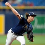 Rays starter Tyler Glasnow pitches against the Red Sox during the first inning.