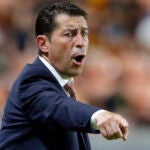 Houston Dynamo head coach Tab Ramos gestures during a game.