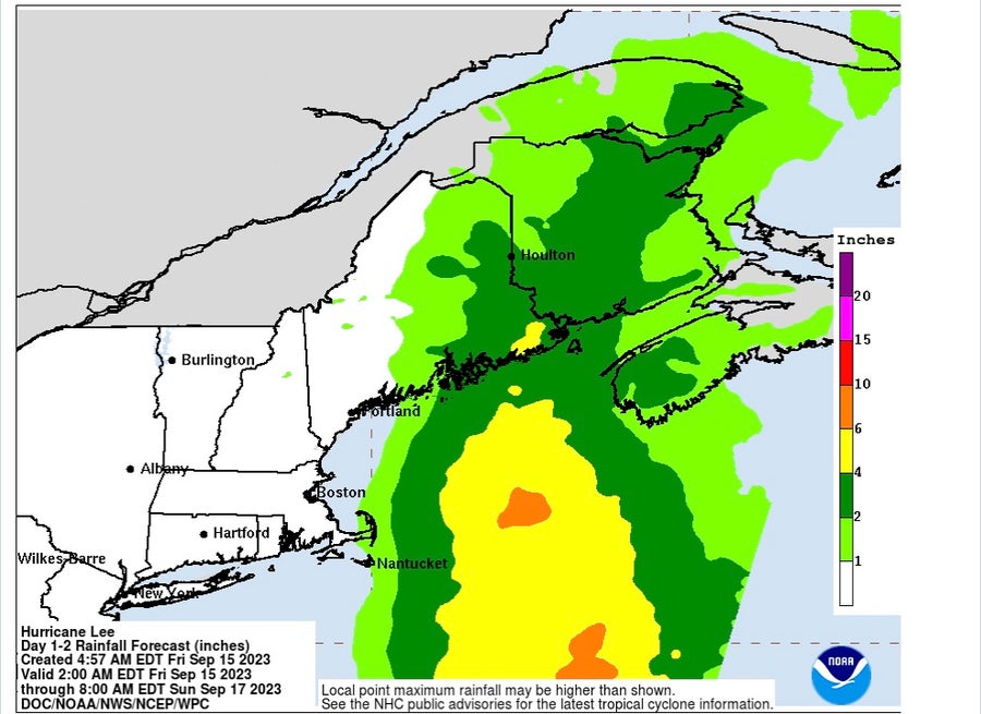 Hurricane Lee maps Path, timing, wind speeds, storm surge, rain