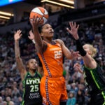 Connecticut Sun forward Alyssa Thomas shoots .