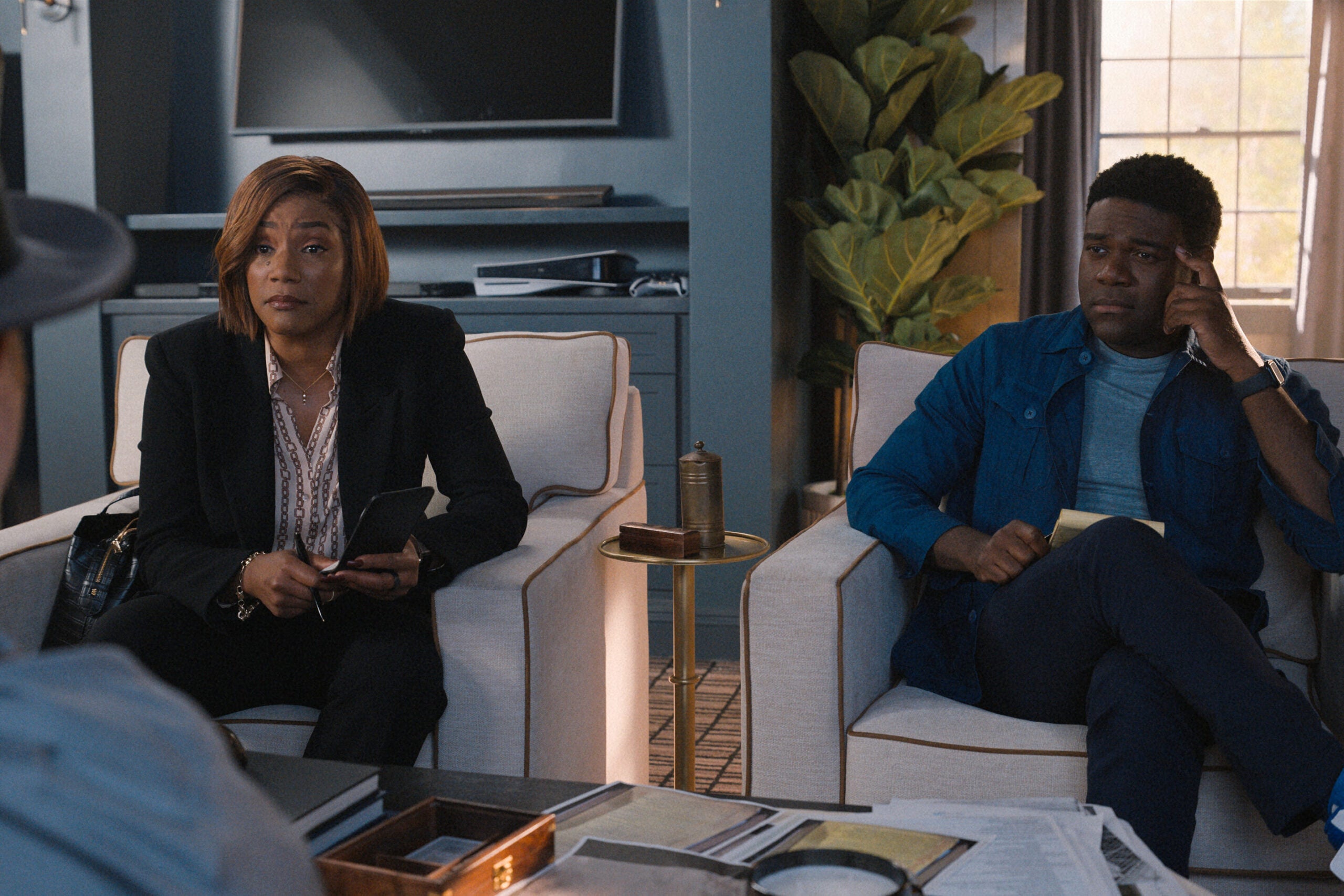 Tiffany Haddish and Sam Richardson in "The Afterparty," now streaming.