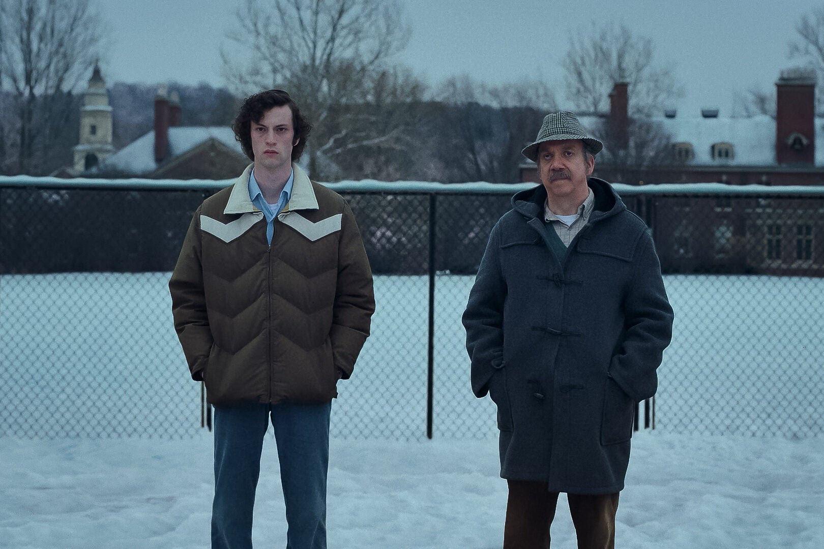 Dominic Sessa and Paul Giamatti in "The Holdovers."