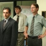 Steve Carell, John Krasinski, and Rainn Wilson on "The Office."