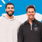 Jayson Tatum, Tom Brady, and Aaron Judge at Fanatics Make-a-Wish charity event in New York, October 2023.