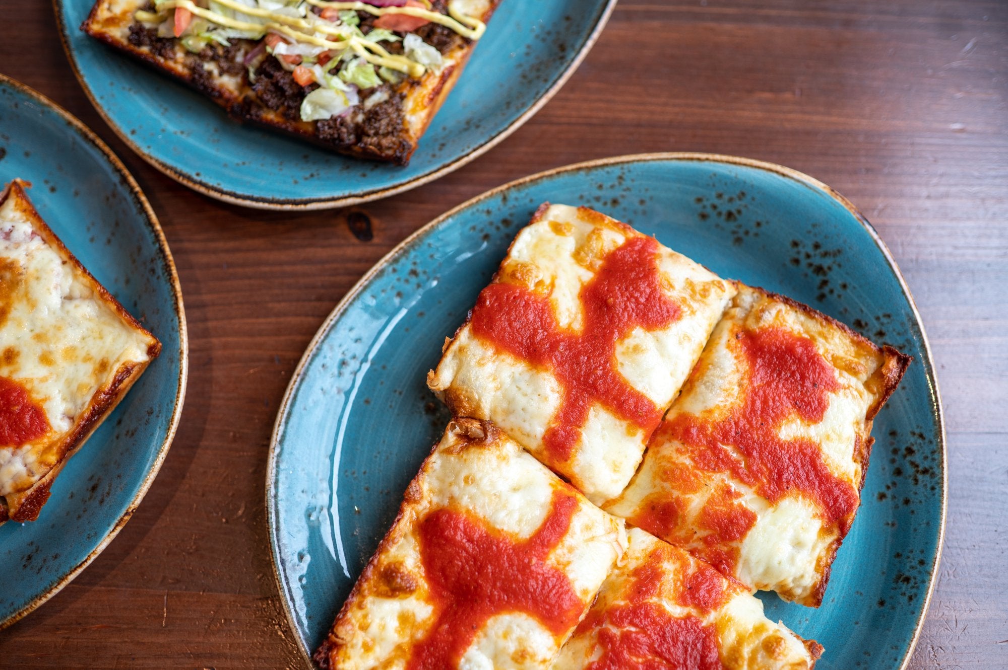 Detroit-style pizza at A&B Kitchen Bar.