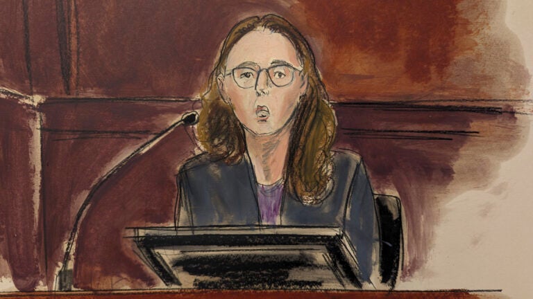 In this courtroom sketch, Caroline Ellison testifies in Manhattan federal court.