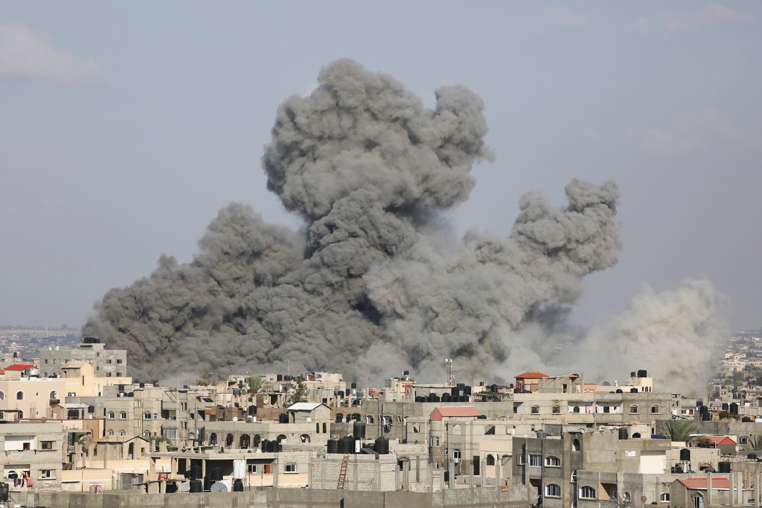 Smoke rises following Israeli airstrikes in Rafah, southern Gaza Strip.