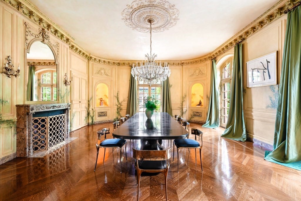 Formal dining room in Brookline mansion. 