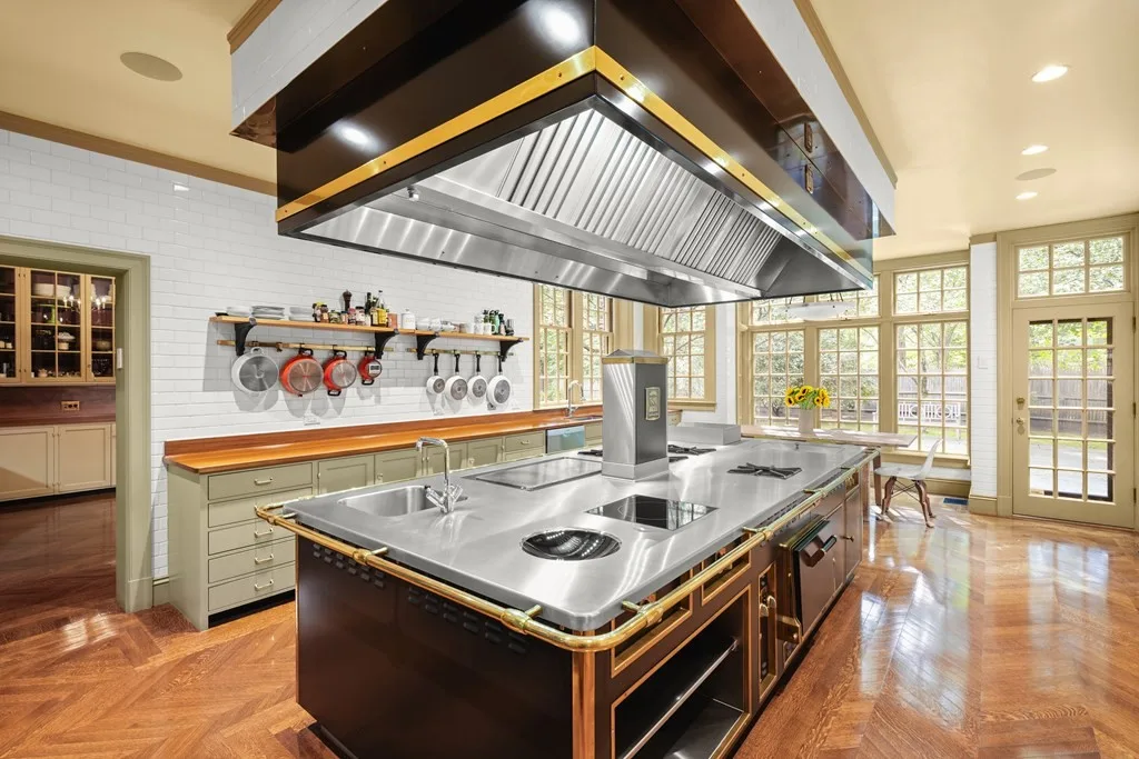 Renovated kitchen with custom-designed stove. 