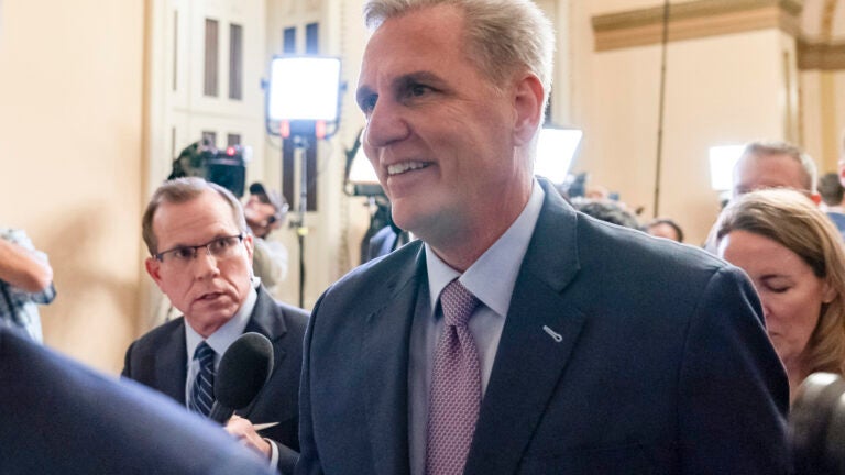 Rep. Kevin McCarthy, R-Calif., leaves the House floor after being ousted as Speaker of the House at the Capitol.