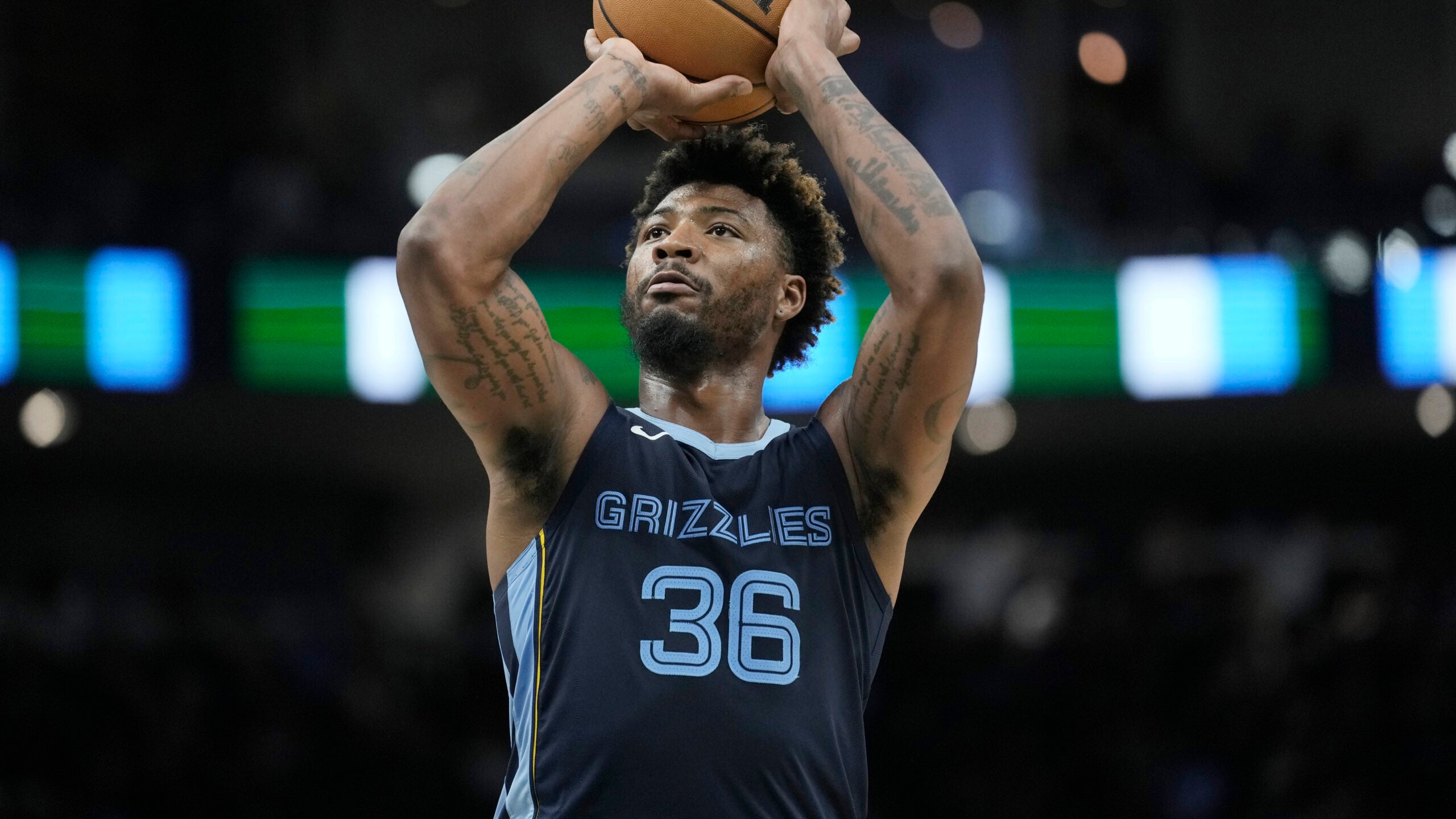 Memphis Grizzlies' Marcus Smart during the second half of a preseason NBA basketball game against the Milwaukee Bucks Friday, Oct. 20, 2023, in Milwaukee.