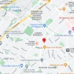 A screenshot of Google Maps, pinpointing the location of a hit-and-run in Roxbury.