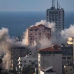Smoke rises following an Israeli airstrike in Gaza City.