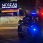 Baltimore police respond to a shooting at Morgan State University, Tuesday, Oct. 3, 2023, in Baltimore.