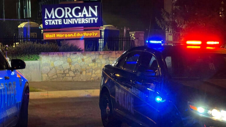 Baltimore police respond to a shooting at Morgan State University, Tuesday, Oct. 3, 2023, in Baltimore.