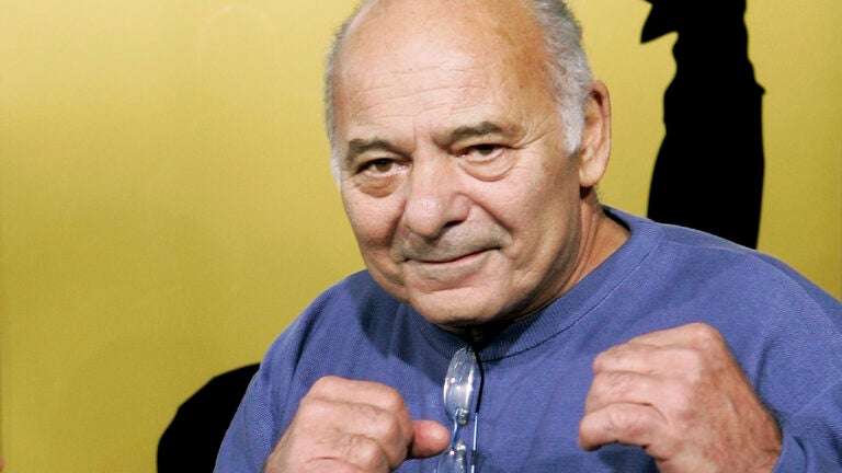 Burt Young, a cast member of the film "Rocky Balboa," gestures.