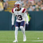 New England Patriots Jack Jones during a preseason NFL football game against the Green Bay Packers Saturday, Aug. 19, 2023, in Green Bay, Wis.