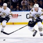 Patrick Brown #38 of the Boston Bruins skates against the New York Rangers at Madison Square Garden on October 05, 2023 in New York City.