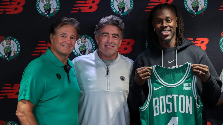 Jrue Holiday Wyc Grousbeck Steve Pagliuca Celtics