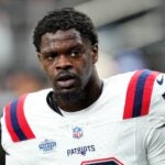 Malik Cunningham #16 of the New England Patriots looks on prior to a game against the Las Vegas Raiders at Allegiant Stadium on October 15, 2023 in Las Vegas, Nevada.