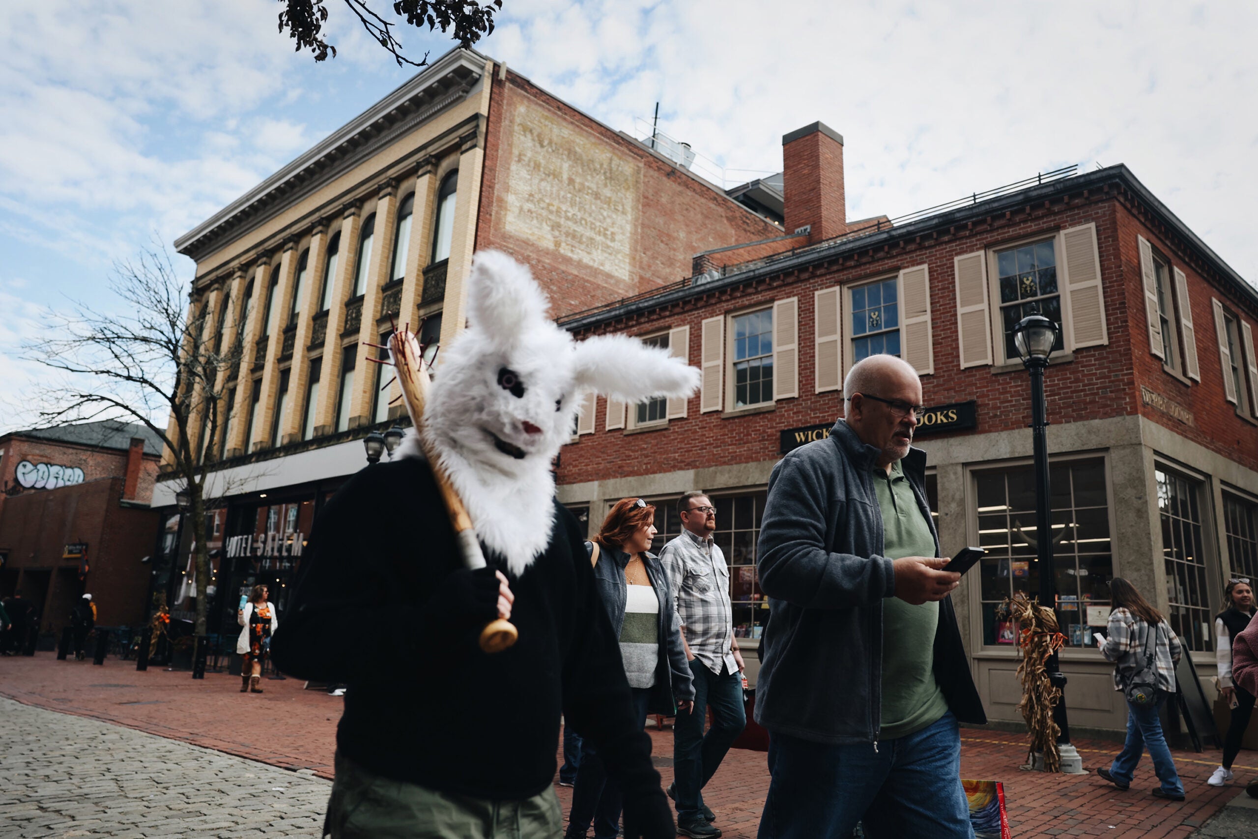 Costumes are seen prior to Halloween in downtown Salem, Mass. 