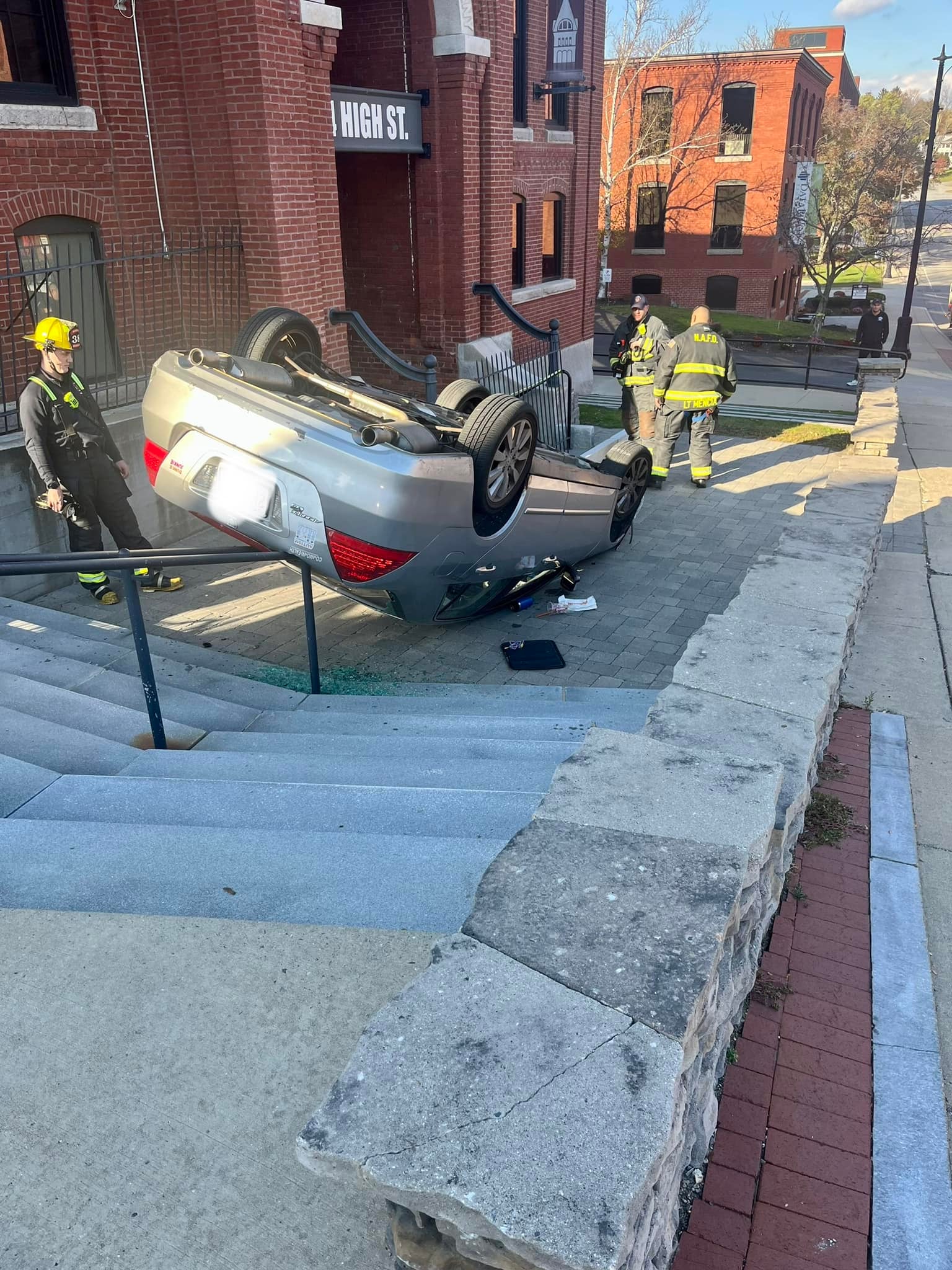 Car rolls down flight of stairs in North Andover crash