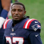 New England Patriots defensive back J.C. Jackson warms up before an NFL football game against the San Francisco 49ers, Monday, Oct. 26, 2020, in Foxborough, Mass.
