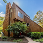 Contemporary style home in Lancaster MA with cedar-siding.