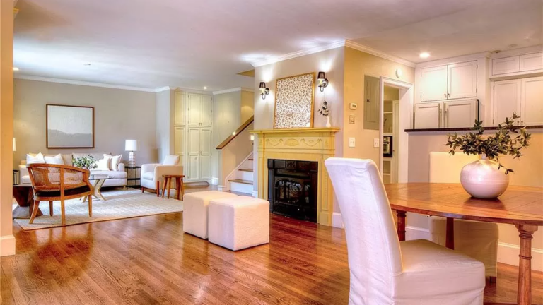 Main living space in Newport meeting house turned condo.