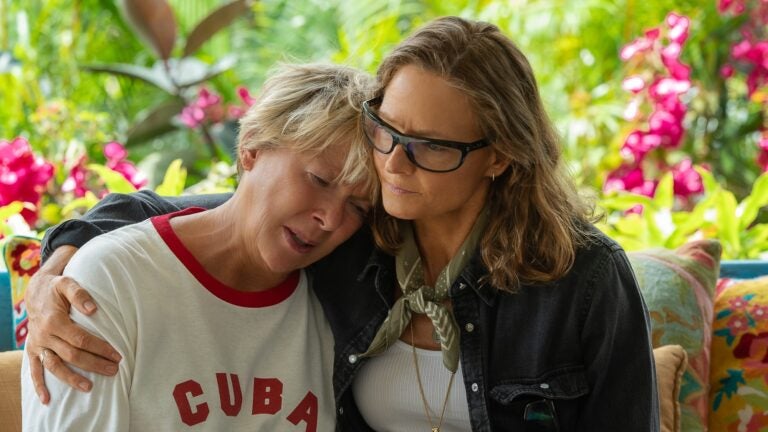 NYAD. (L-R) Annette Bening as Diana Nyad and Jodie Foster as Bonnie Stoll in "NYAD."