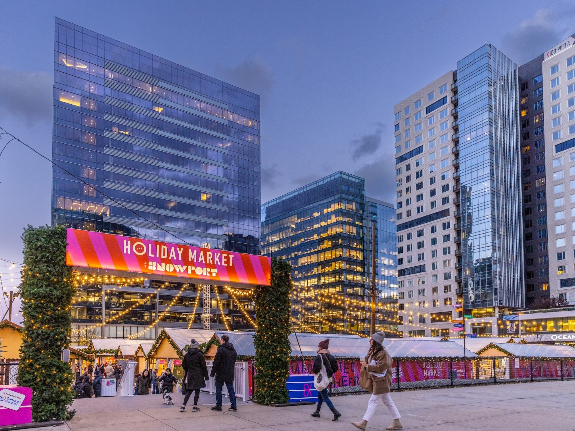 The Snowport Holiday Market in Boston's Seaport neighborhood.