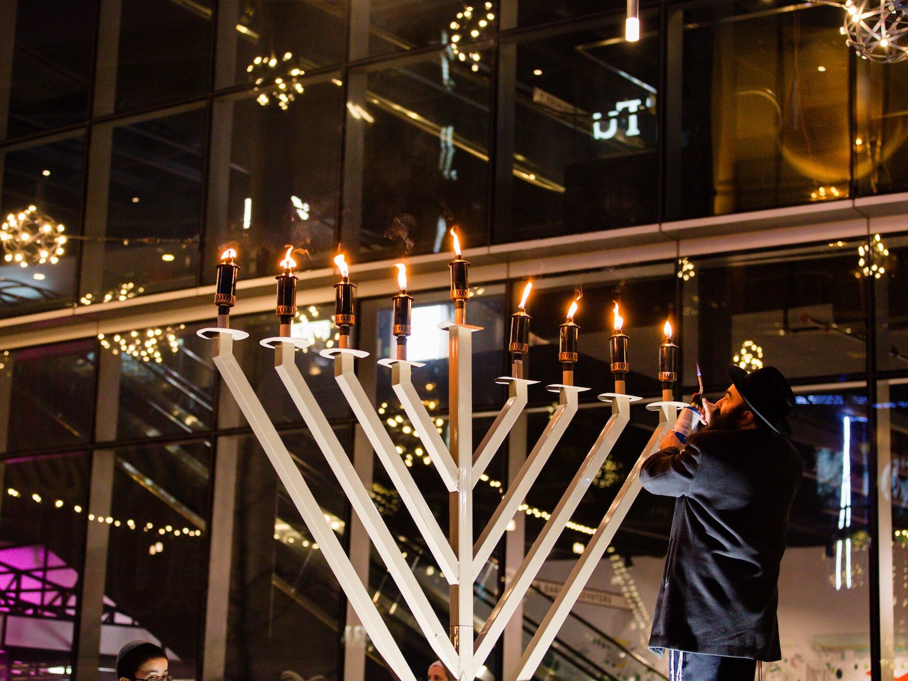 Snowport's Menorah Lighting in Boston's Seaport neighborhood.