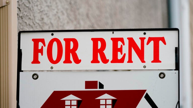 A "For Rent" sign