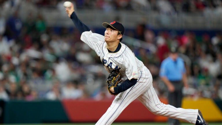 Japan's Yoshinobu Yamamoto delivers a pitch during the fifth inning of a World Baseball Classic game against Mexico on March 20, 2023, in Miami. Yamamoto will be allowed to move to an MLB team under the player posting system, the Orix Buffaloes said Sunday, Nov. 5, after it lost Game 7 of the Japan Series to the Hanshin Tigers.