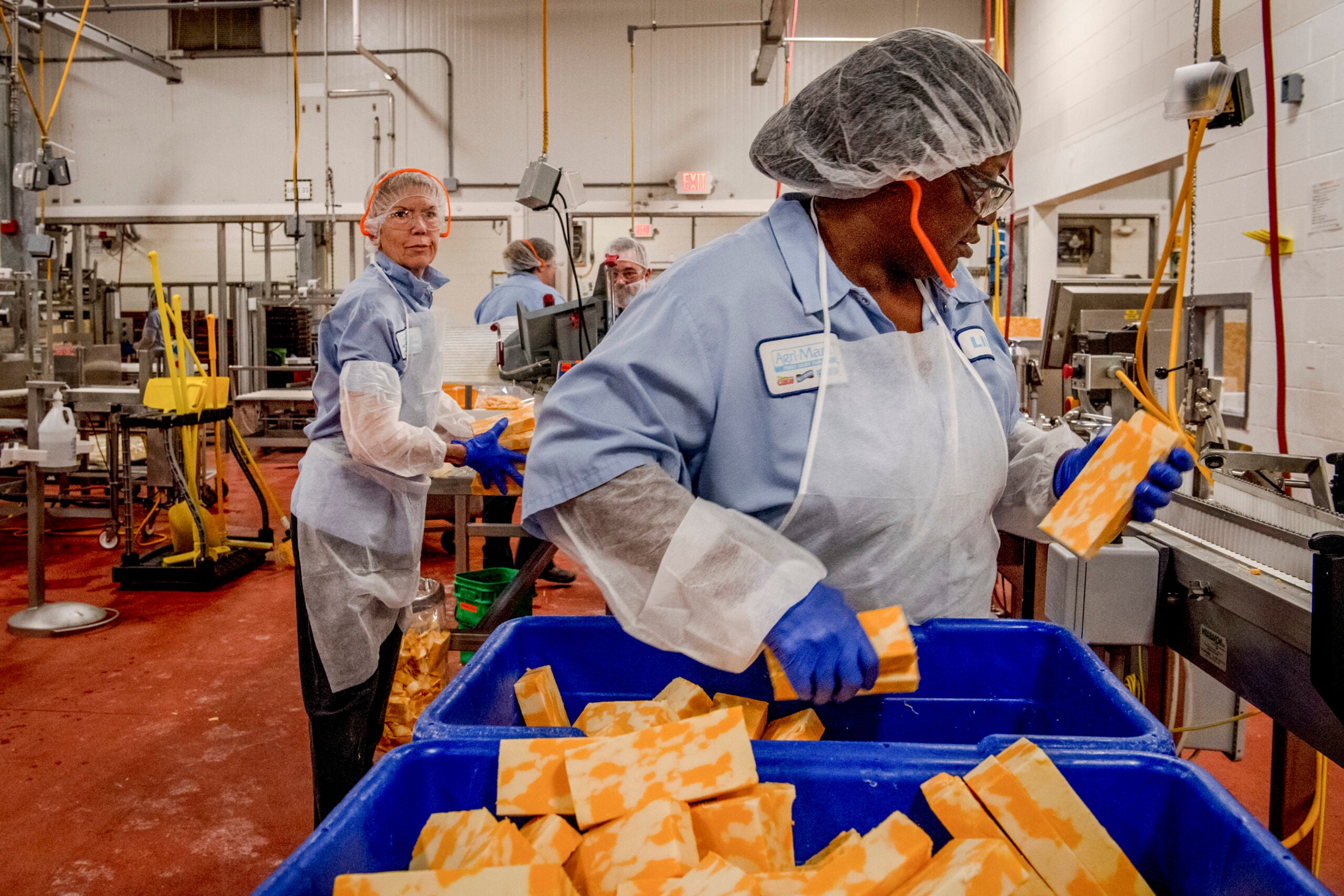Workers at the Cabot Creamery facility in Cabot, Vt.