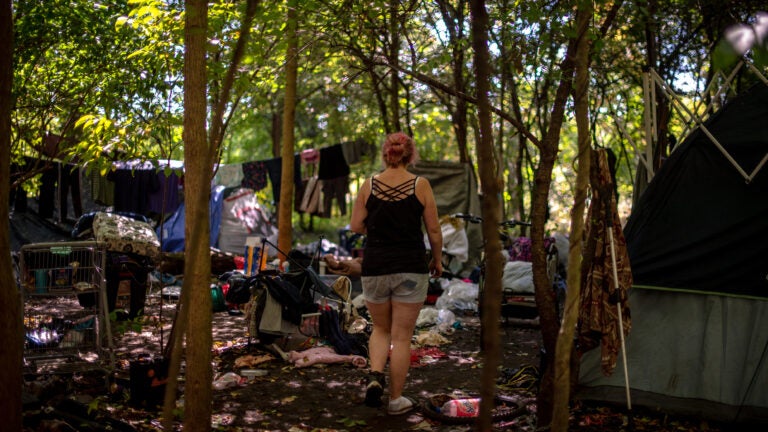 A homeless encampment outside Kalamzoo, Mich.