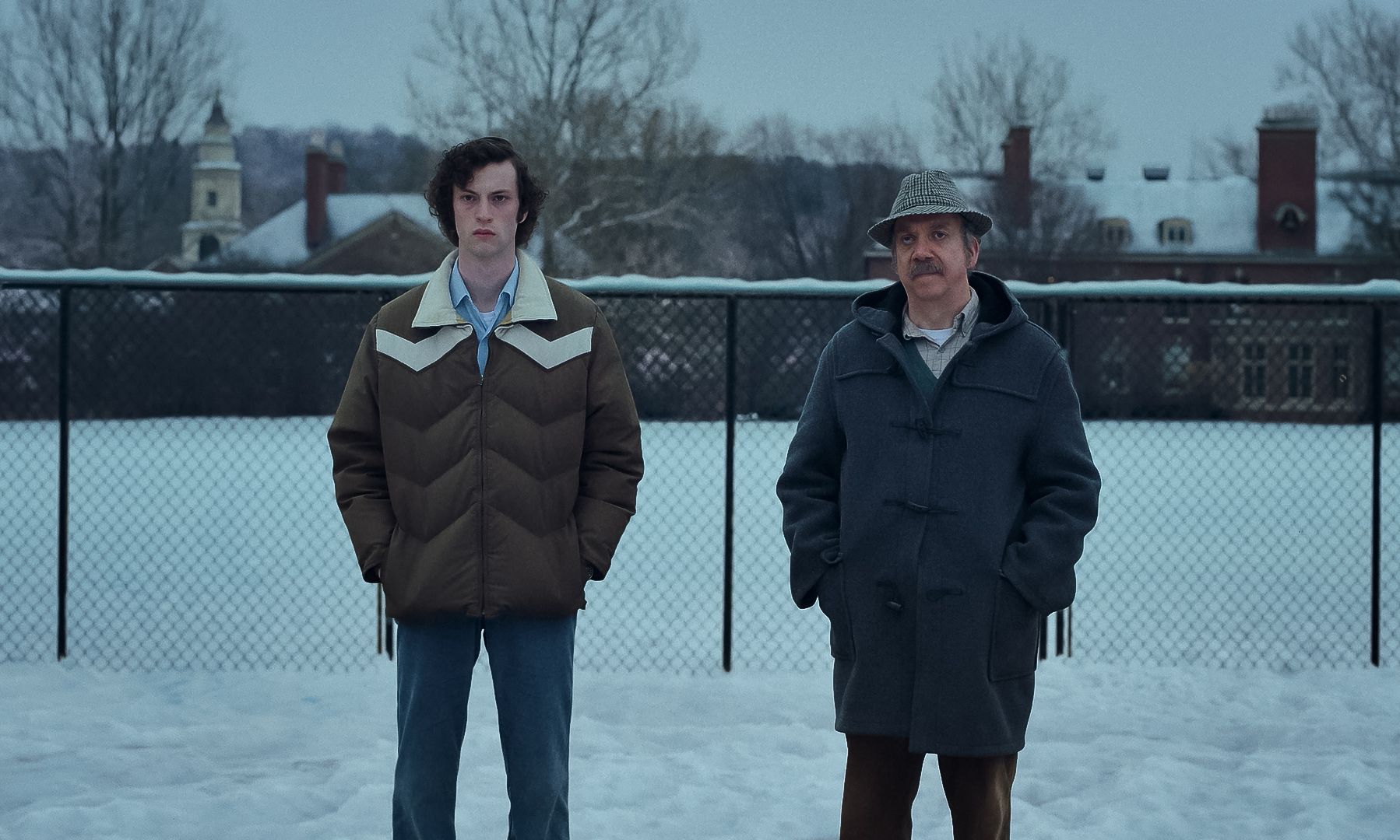 Dominic Sessa and Paul Giamatti in "The Holdovers."
