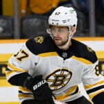 Boston Bruins defenseman Jakub Zboril (67) plays against the Nashville Predators during the second period of an NHL hockey game Thursday, Dec. 2, 2021, in Nashville, Tenn.