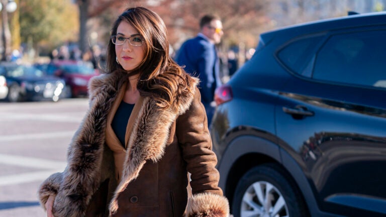 Rep. Lauren Boebert, R-Colo., arrives to the Capitol in Washington.