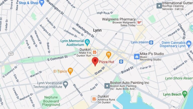 A screenshot of Google Maps showing the location of a shopping center in Lynn, Massachusetts.