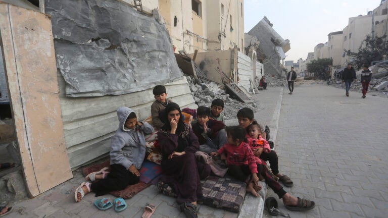 Palestinians fleeing the Israeli bombardment of the Gaza Strip.