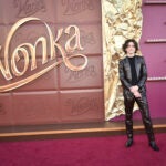 Timothee Chalamet arrives at the premiere of "Wonka" on Sunday, Dec. 10, 2023, at Regency Village Theatre in Westwood, Calif.