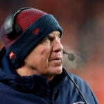 New England Patriots head coach Bill Belichick in the second half. The Patriots defeat the Broncos, 26-23, at Empower Field at Mile High.